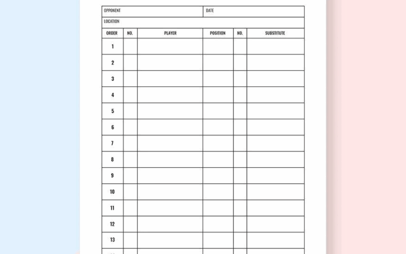 10 Baseball Line Up Card Templates DOC PDF