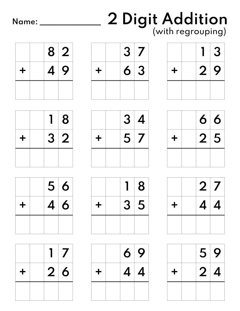 addition sheets printable