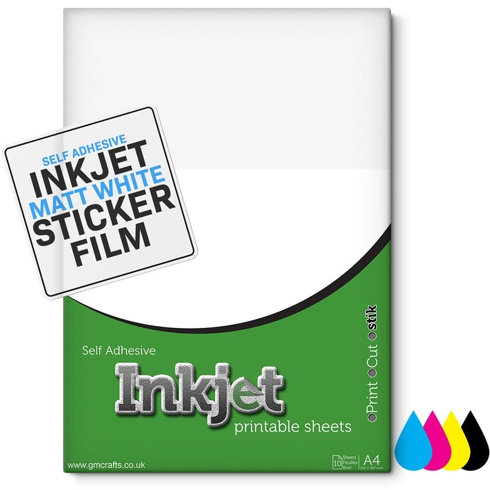 10 X Self Adhesive A4 Inkjet Printable Matt White Plastic Film Sheets GM Crafts