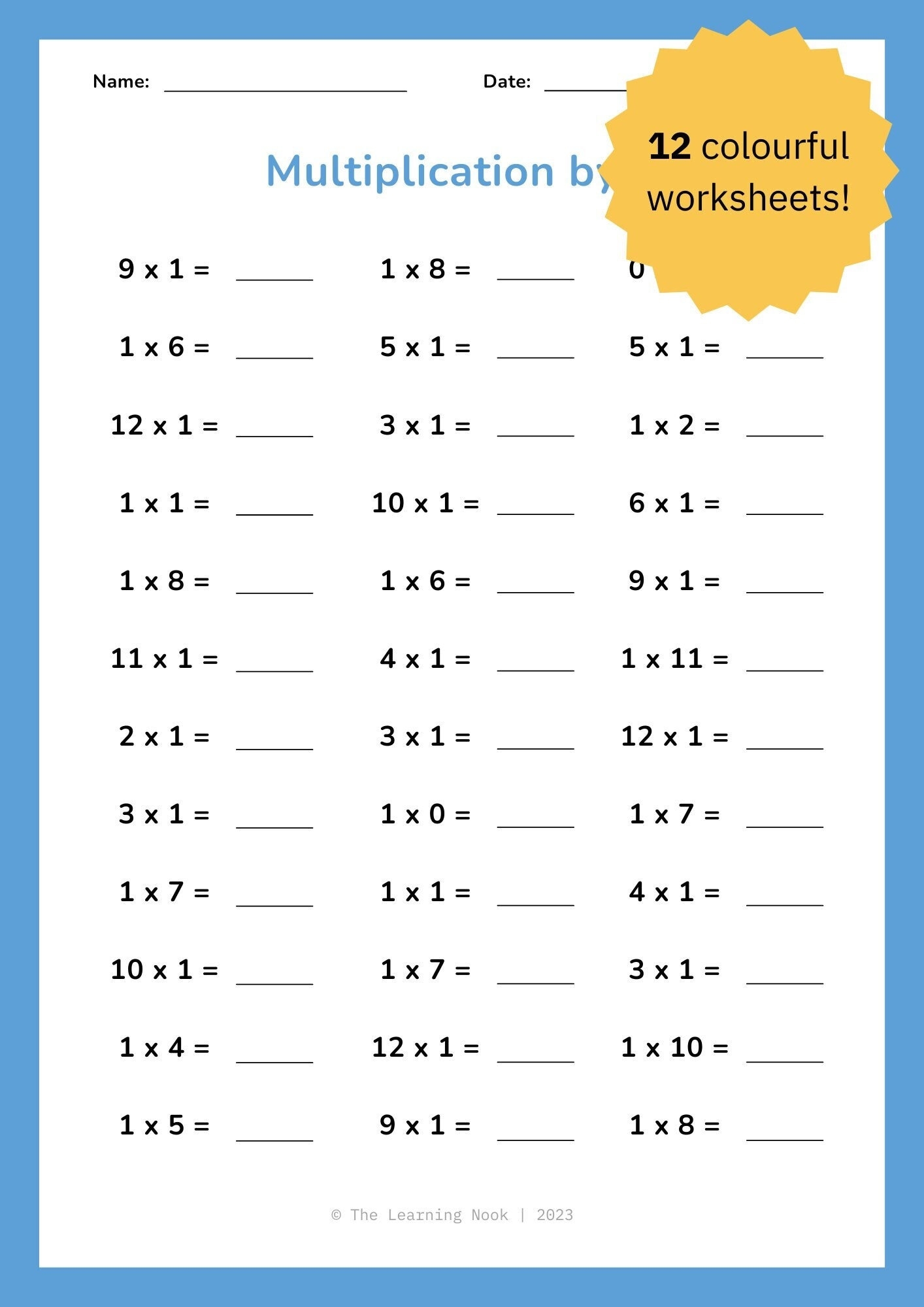 printable times table practice sheets