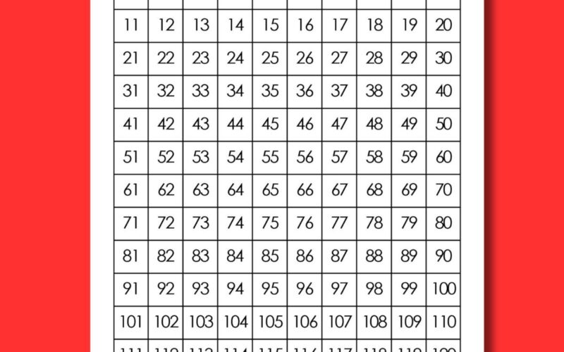 120 Chart Free Printable PDF
