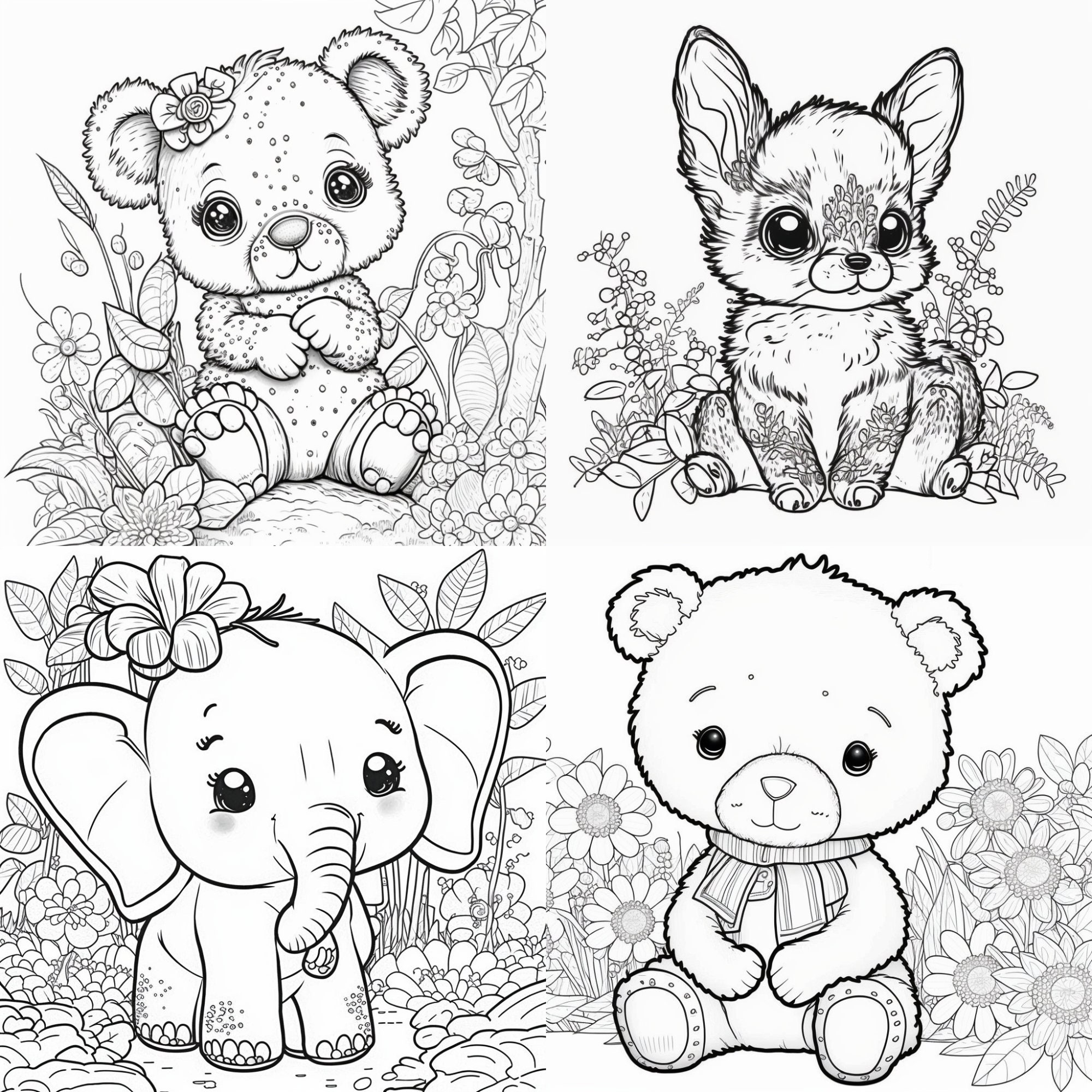 130 Baby Animal Coloring Pages Printable Coloring Book Cute Coloring Pages For Kids Printable Digital Coloring Digital Download Etsy