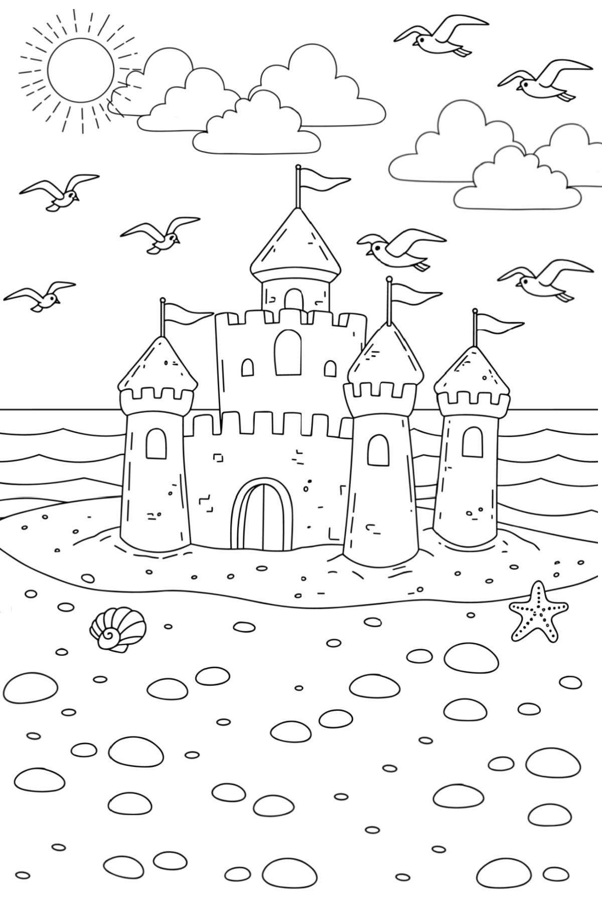 beach coloring sheet printable