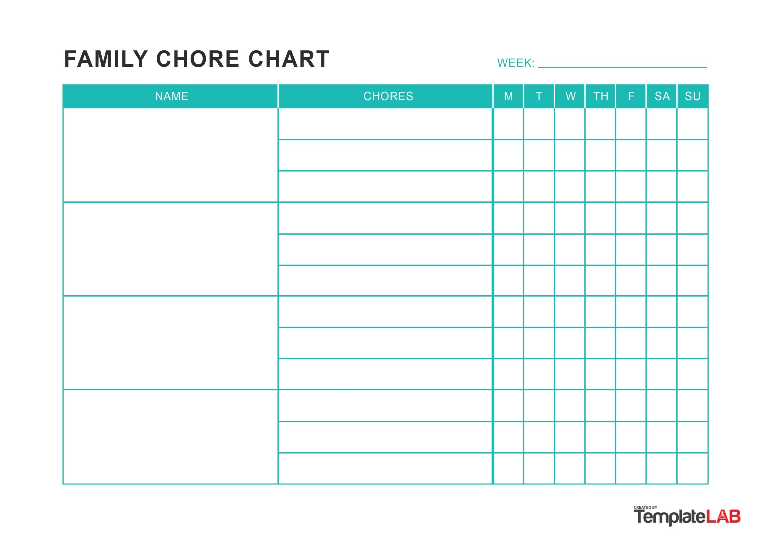 weekly chore chart printable