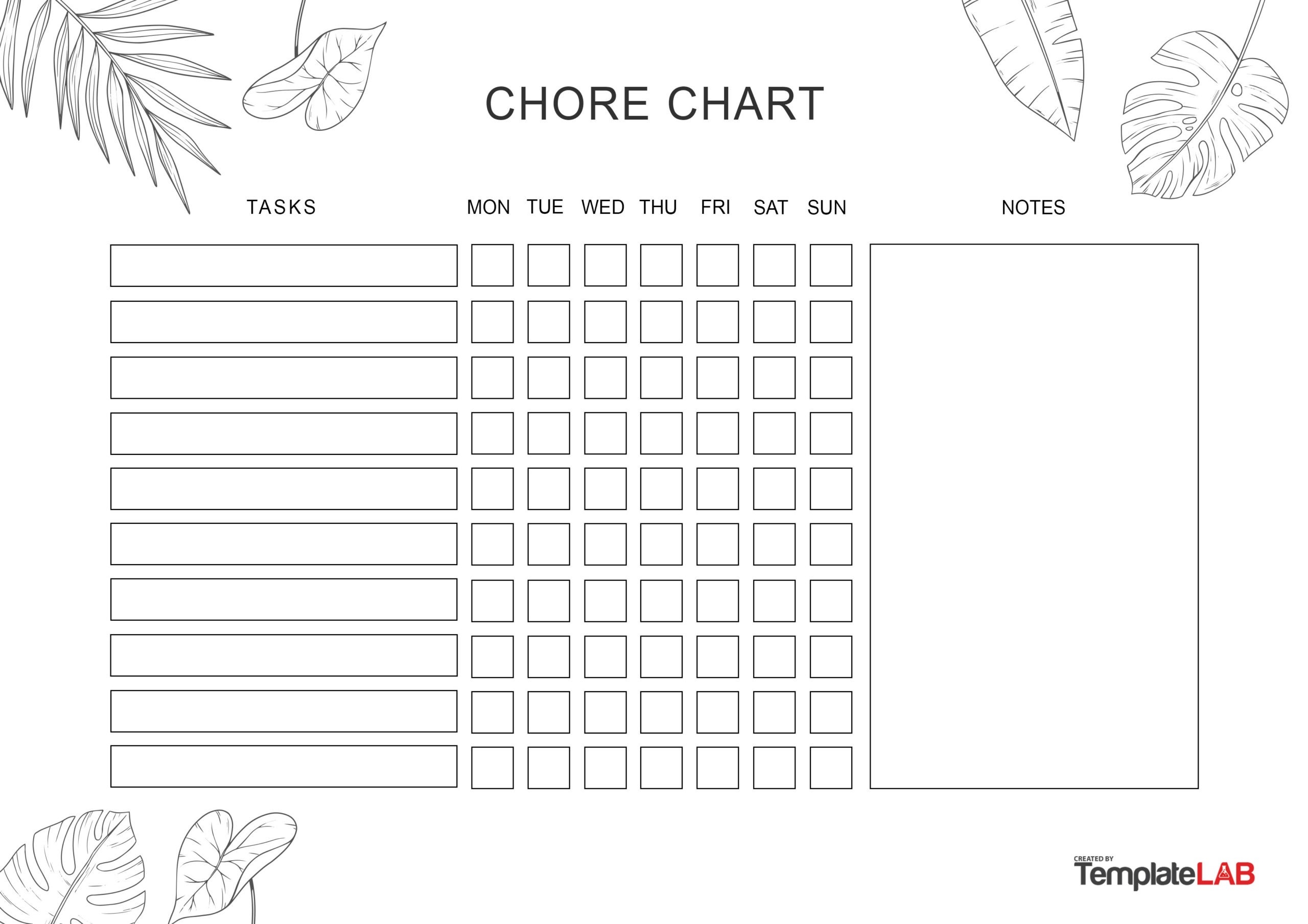 chore chart template free printable