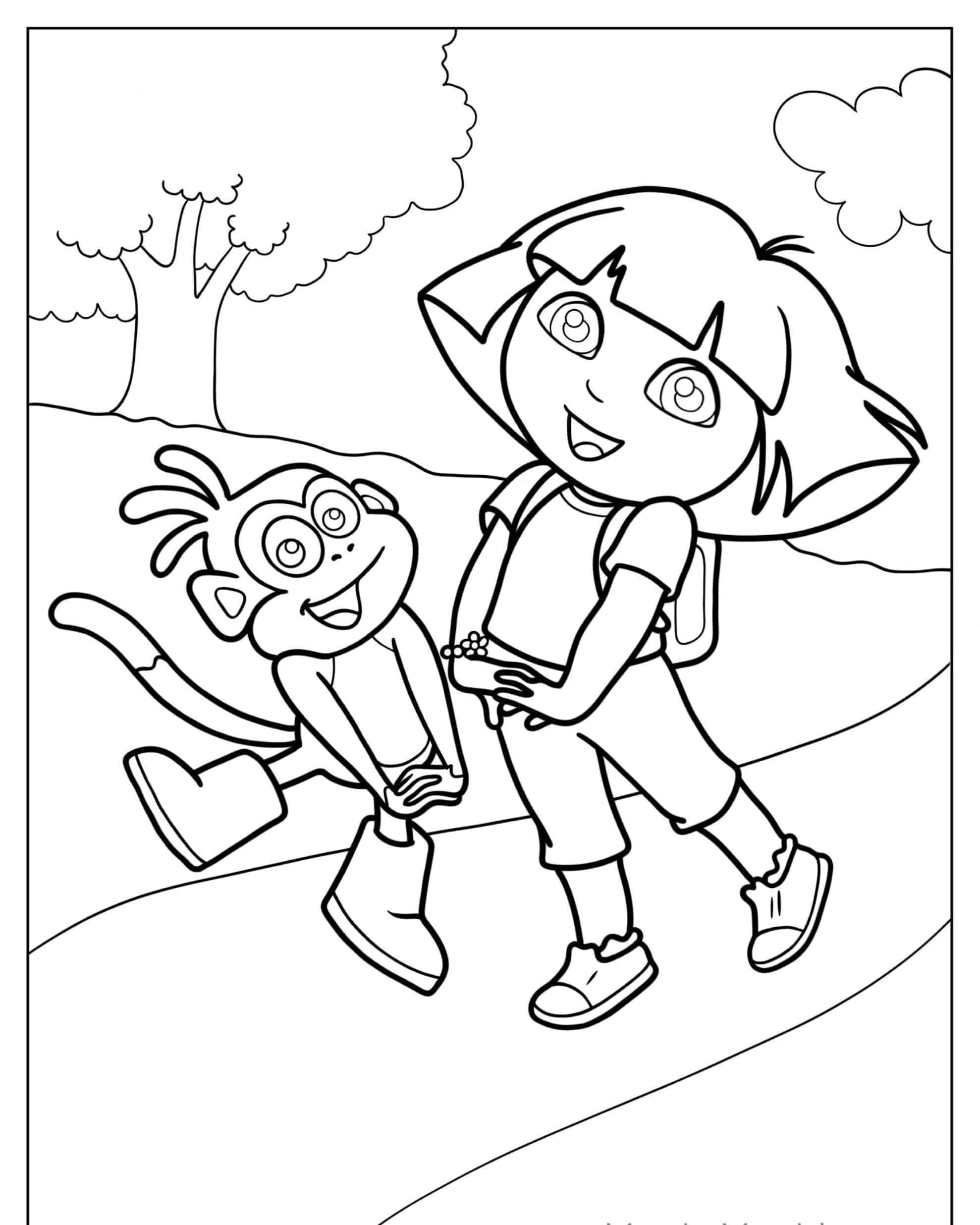 30 Dora Coloring Pages PDF Printable Explorer Coloring Book For Kids Digital Download Dora The Explorer Activity Pages Etsy