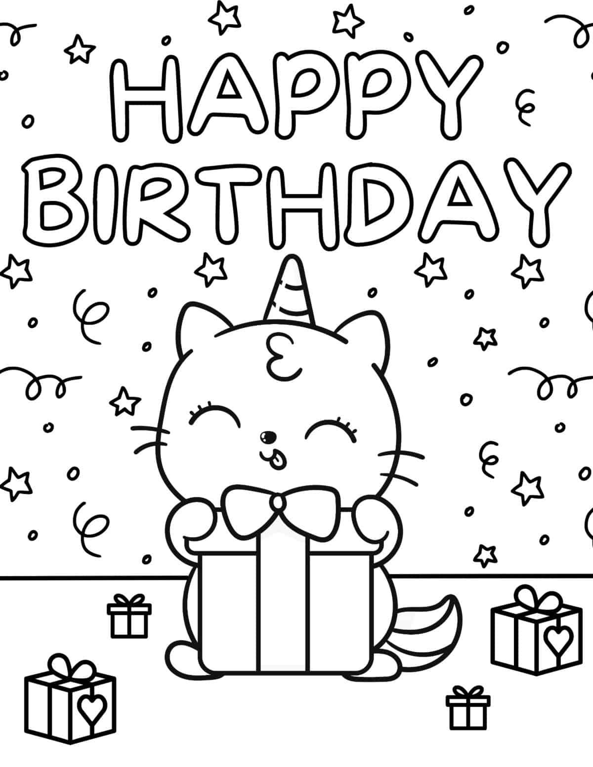 happy birthday printable coloring page
