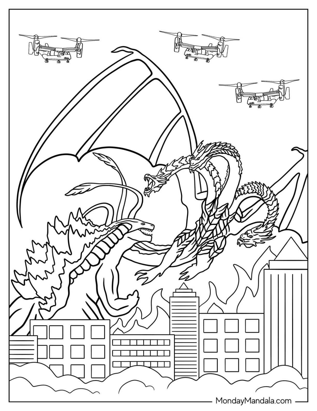 godzilla printable coloring pages