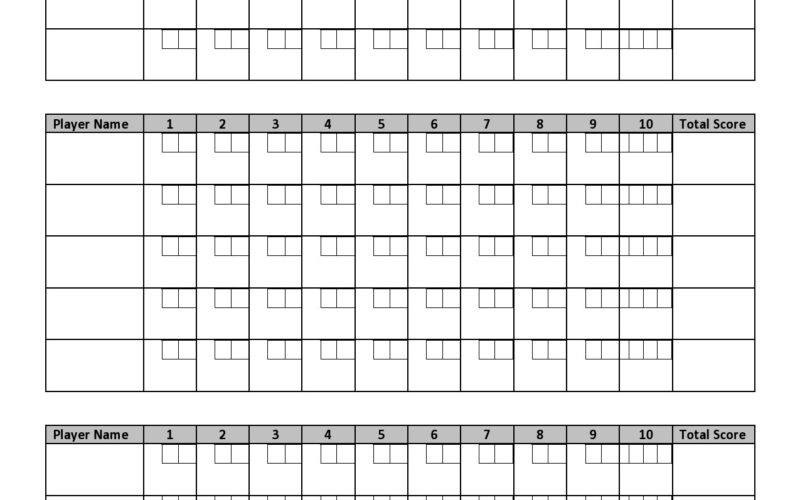 36 Printable Bowling Score Sheet Templates Examples