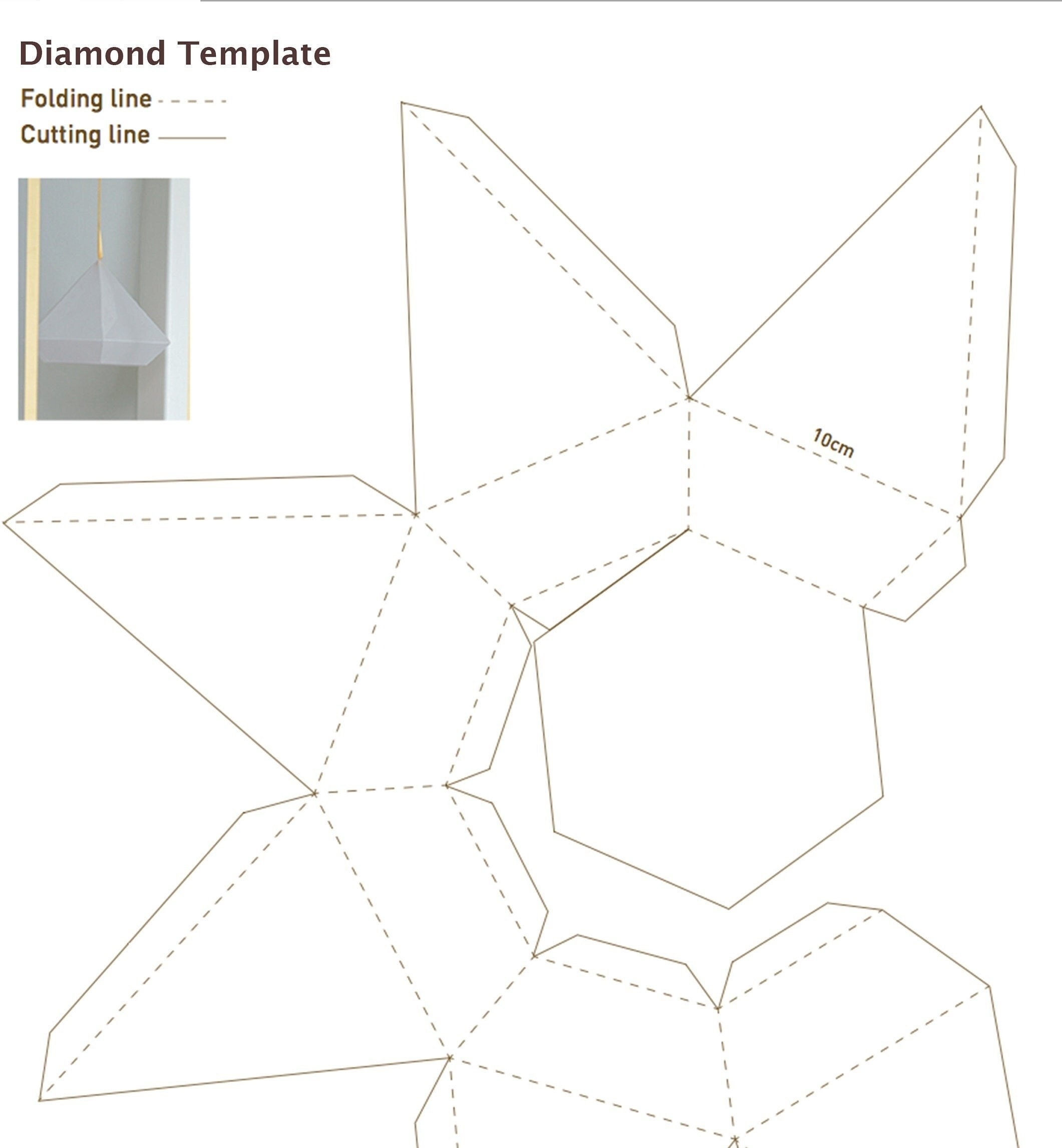 3D Diamond Template Print Colour In Classic Diamond Ornament Shape White A4 Card Print Cut Out DIY Accessories Hanging Diamond Jpg Download Etsy