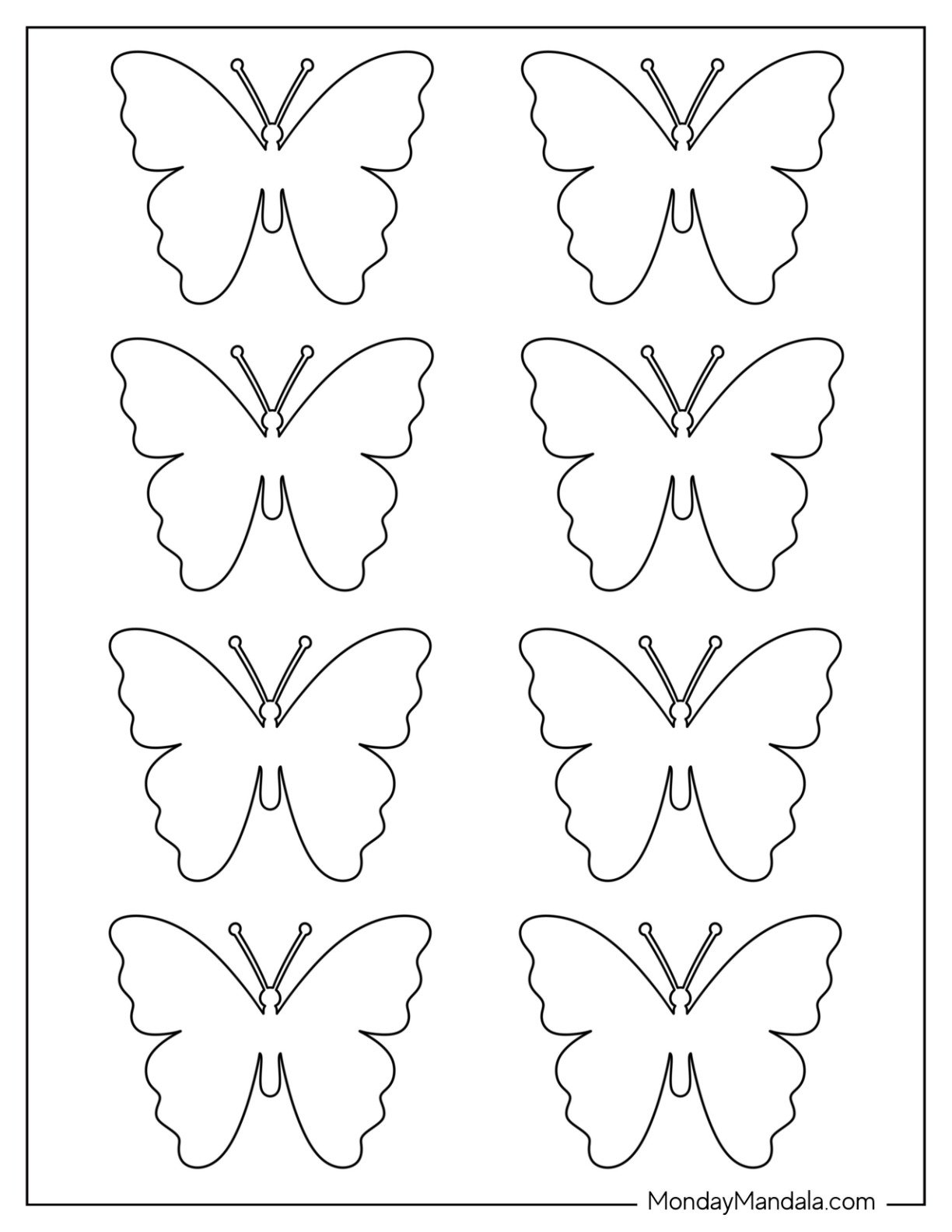 printable different size butterfly templates