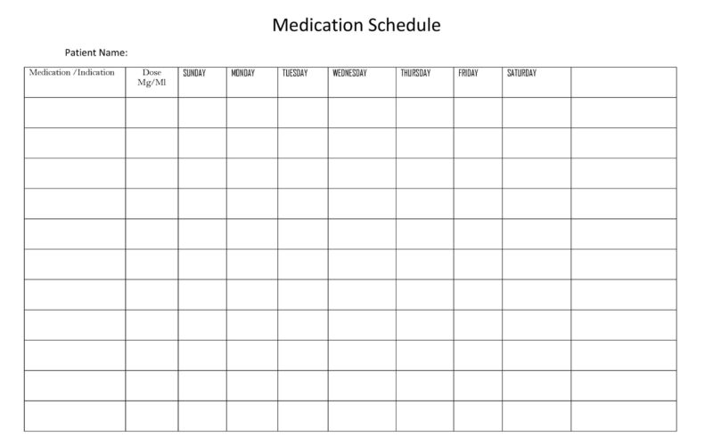40 Great Medication Schedule Templates Medication Calendars