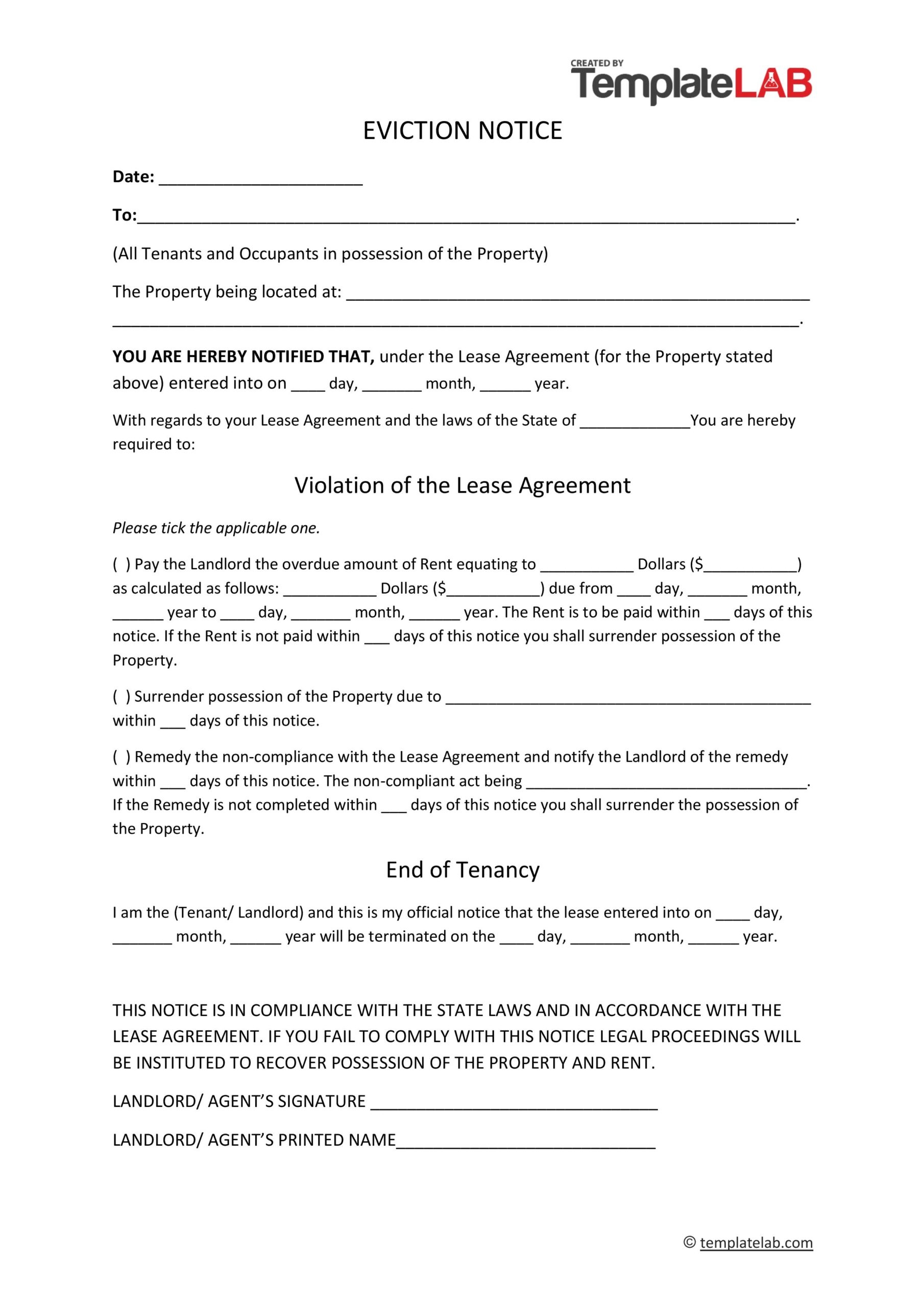 printable eviction notice template