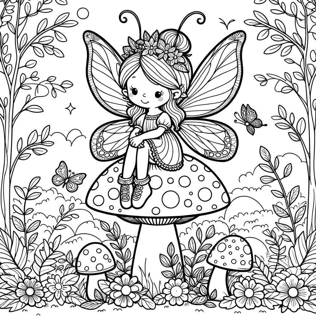 5 Fairy Coloring Pages Enchanted Fairy Coloring Page Fantasy Fairy Coloring Etsy