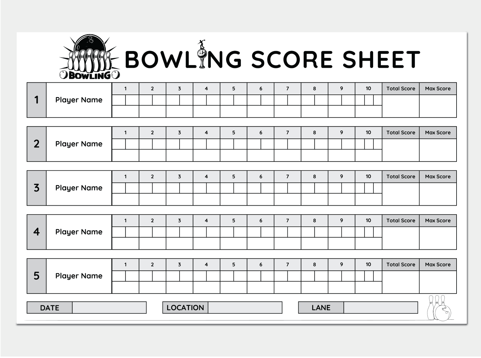 printable bowling score sheet