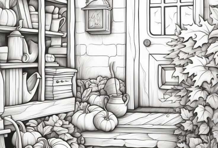50 Fall Coloring Pages For Adults Free Printables Autumn Garage Coloring Page Coloring Sheets