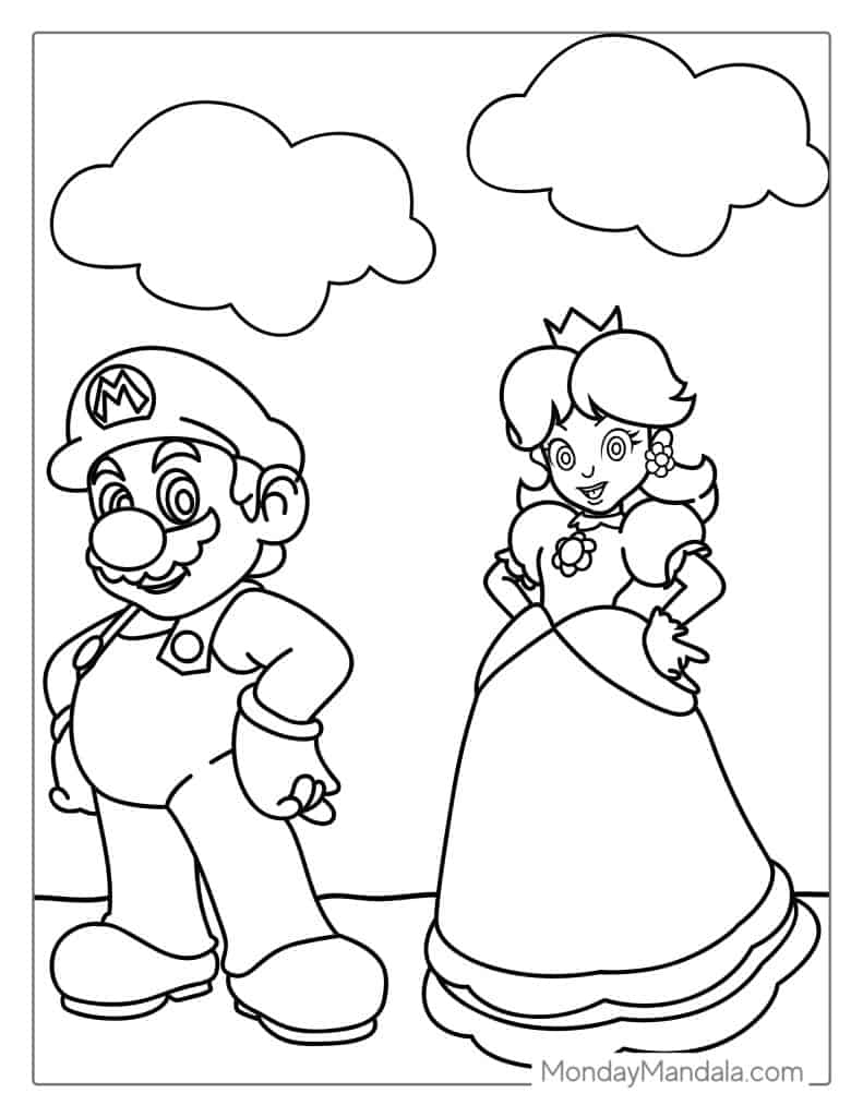 mario brothers coloring pages printable