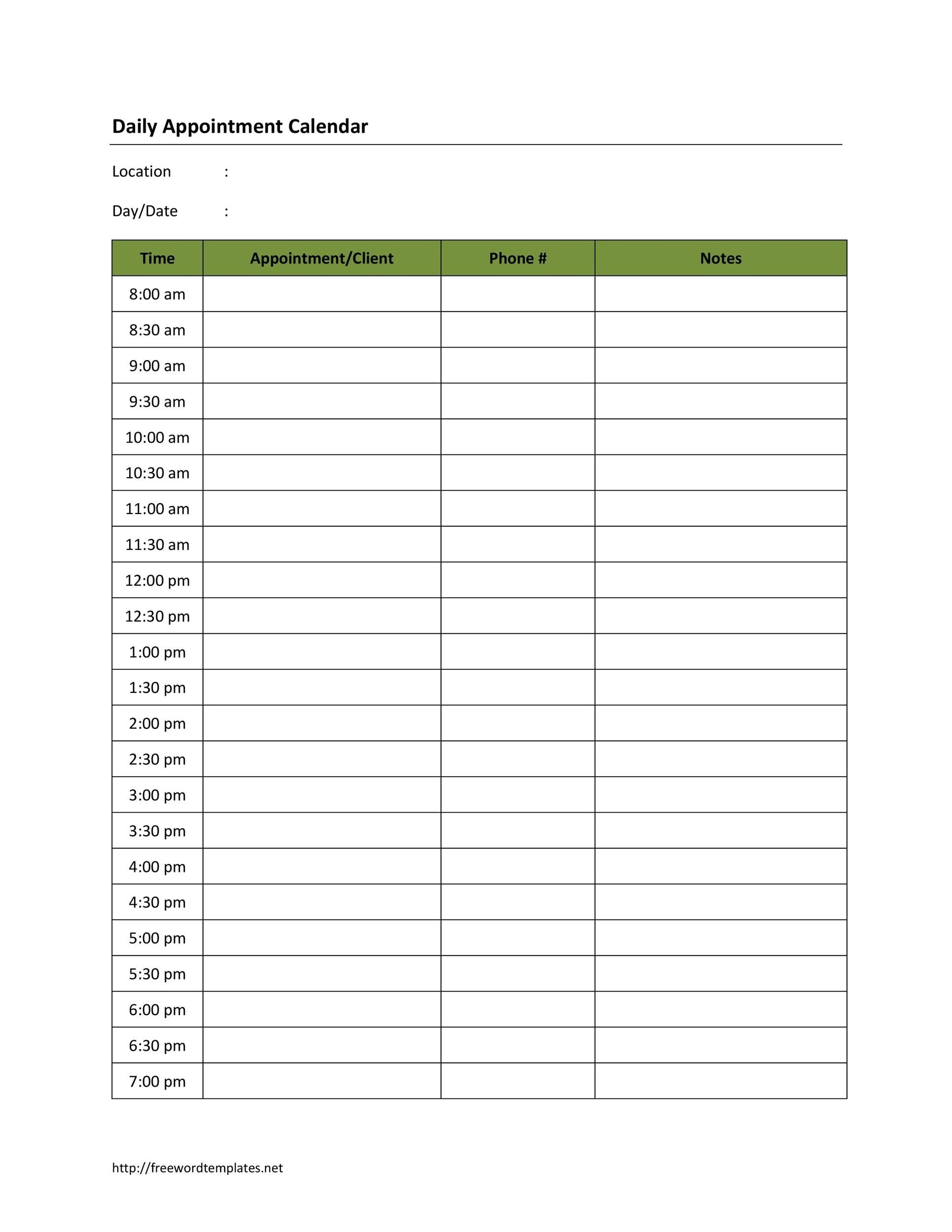 50 Printable Appointment Schedule Templates Appointment Calendars  50 Printable Appointment Schedule Templates Appointment Calendars