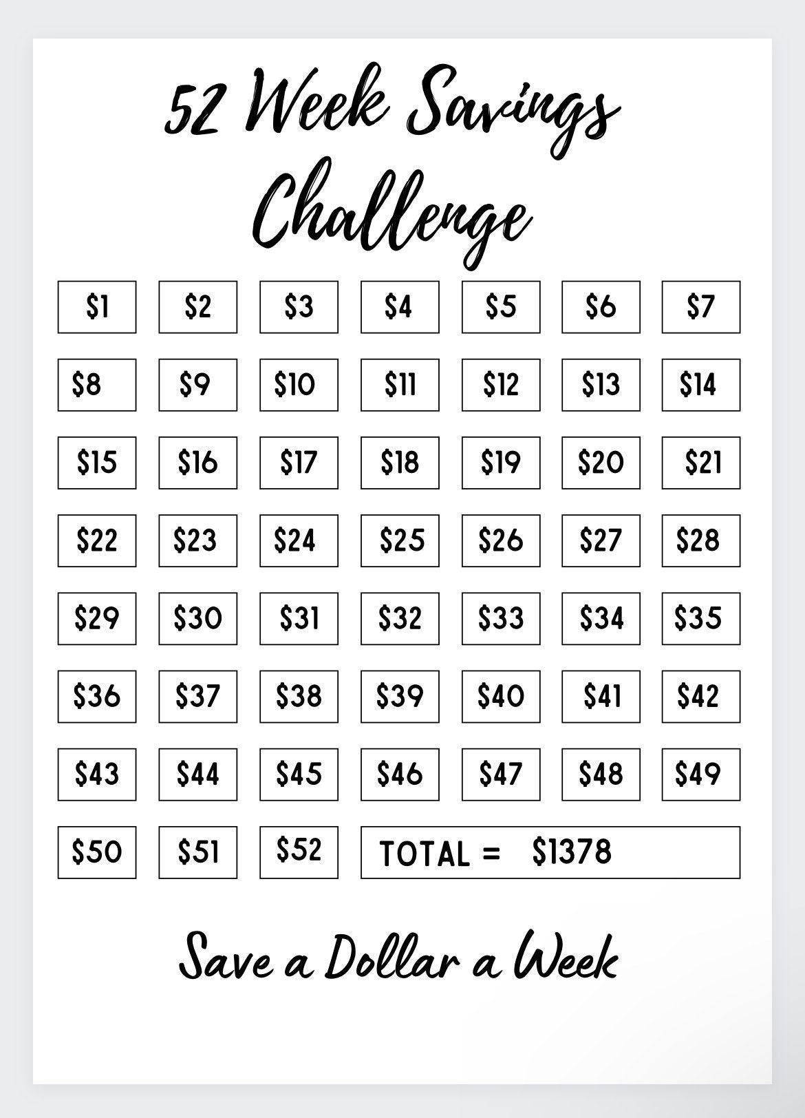 money saving chart printable