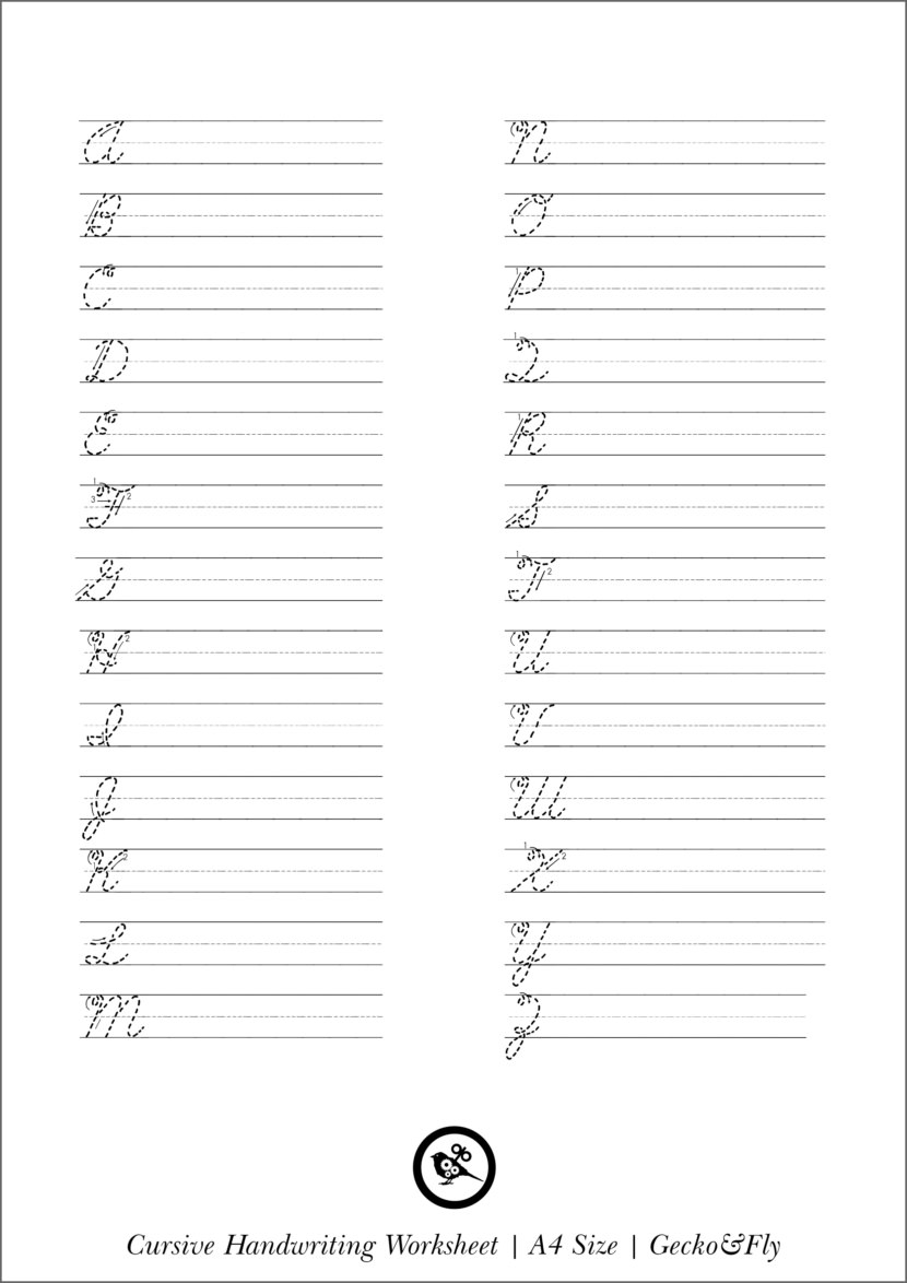free printable cursive handwriting sheets