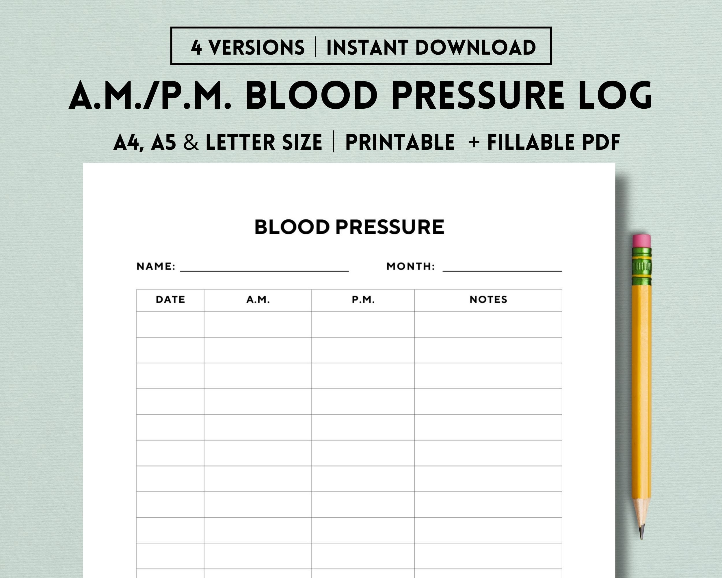blood pressure log chart printable