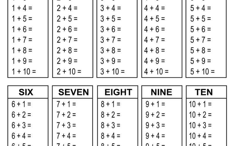 Addition Charts Tables Worksheets Free Printable PDF Files Free Printables Monograms Design Tools Patterns DIY Projects