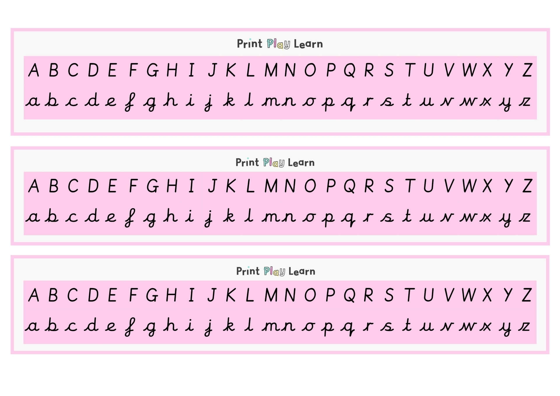 cursive letters chart printable