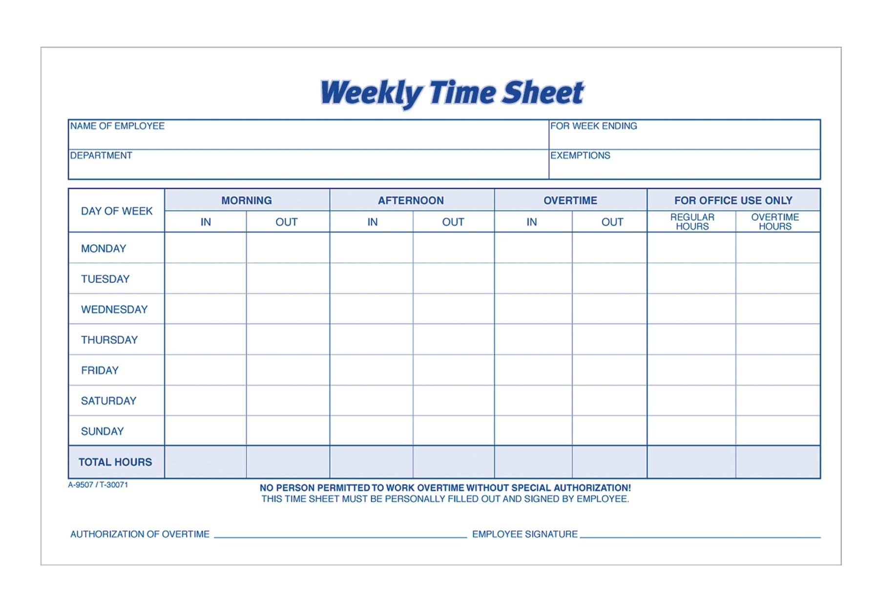 printable employee time sheets