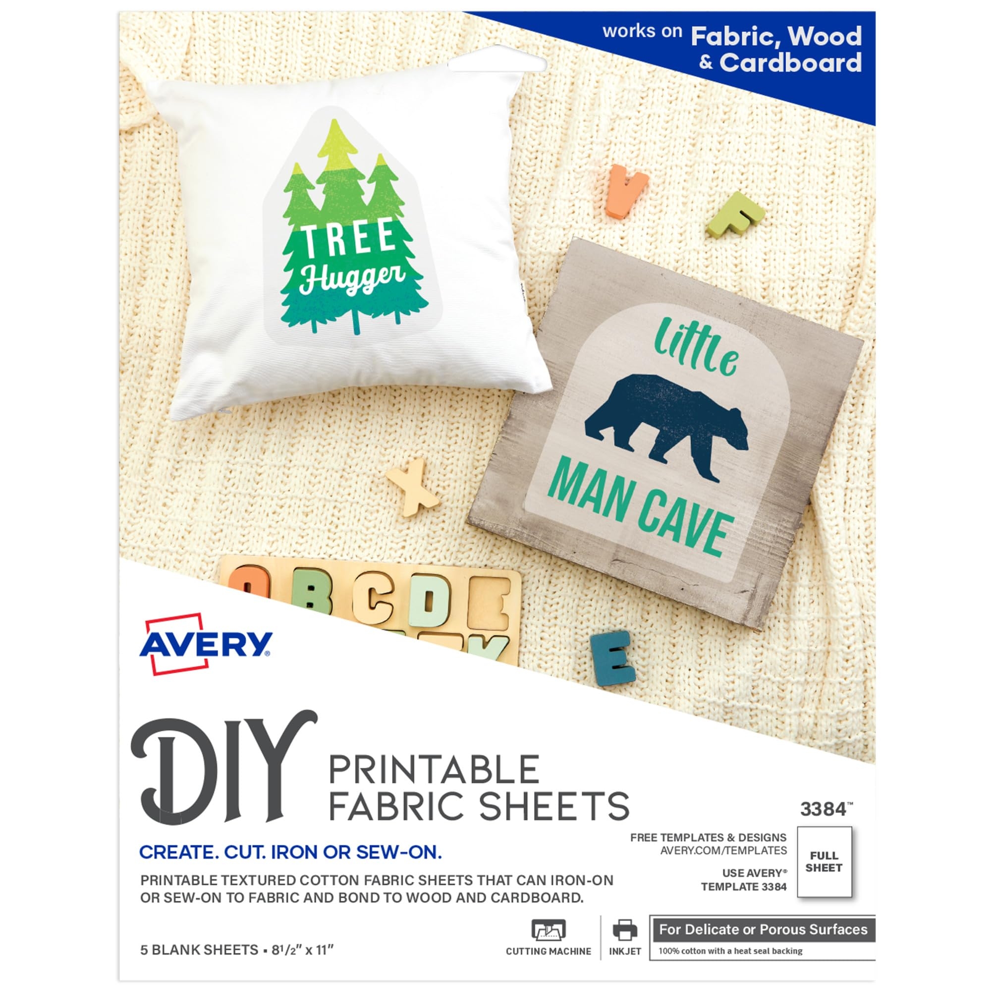 Amazon Avery Printable Fabric Sheets 8 5 X 11 Inkjet Printer 5 Iron On Transfer Sheets 3384 Fabric Iron On Transfers Arts Crafts Sewing