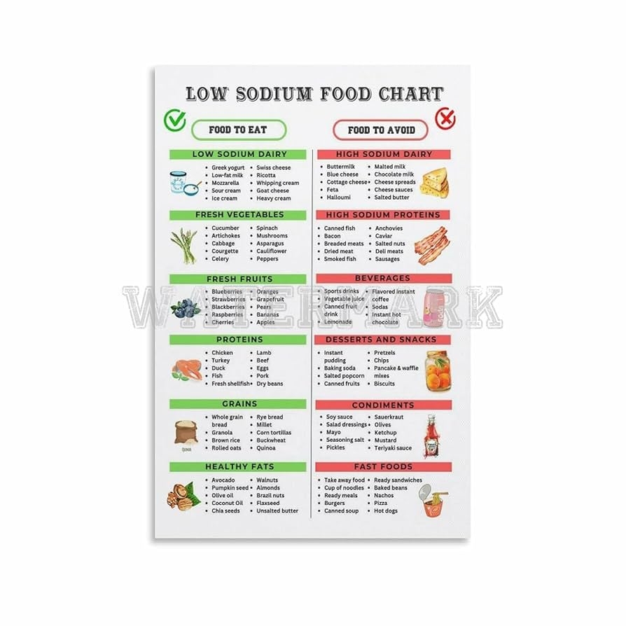Amazon Low Sodium Food Chart Low Salt Food List Poster High Sodium Foods To Avoid Diet Canvas Painting Posters And Prints Wall Art Pictures For Living Room Bedroom Decor 08x12inch 20x30cm Unframe style Posters  Amazon Low Sodium Food Chart Low Salt Food List Poster High Sodium Foods To Avoid Diet Canvas Painting Posters And Prints Wall Art Pictures For Living Room Bedroom Decor 08x12inch 20x30cm Unframe style Posters