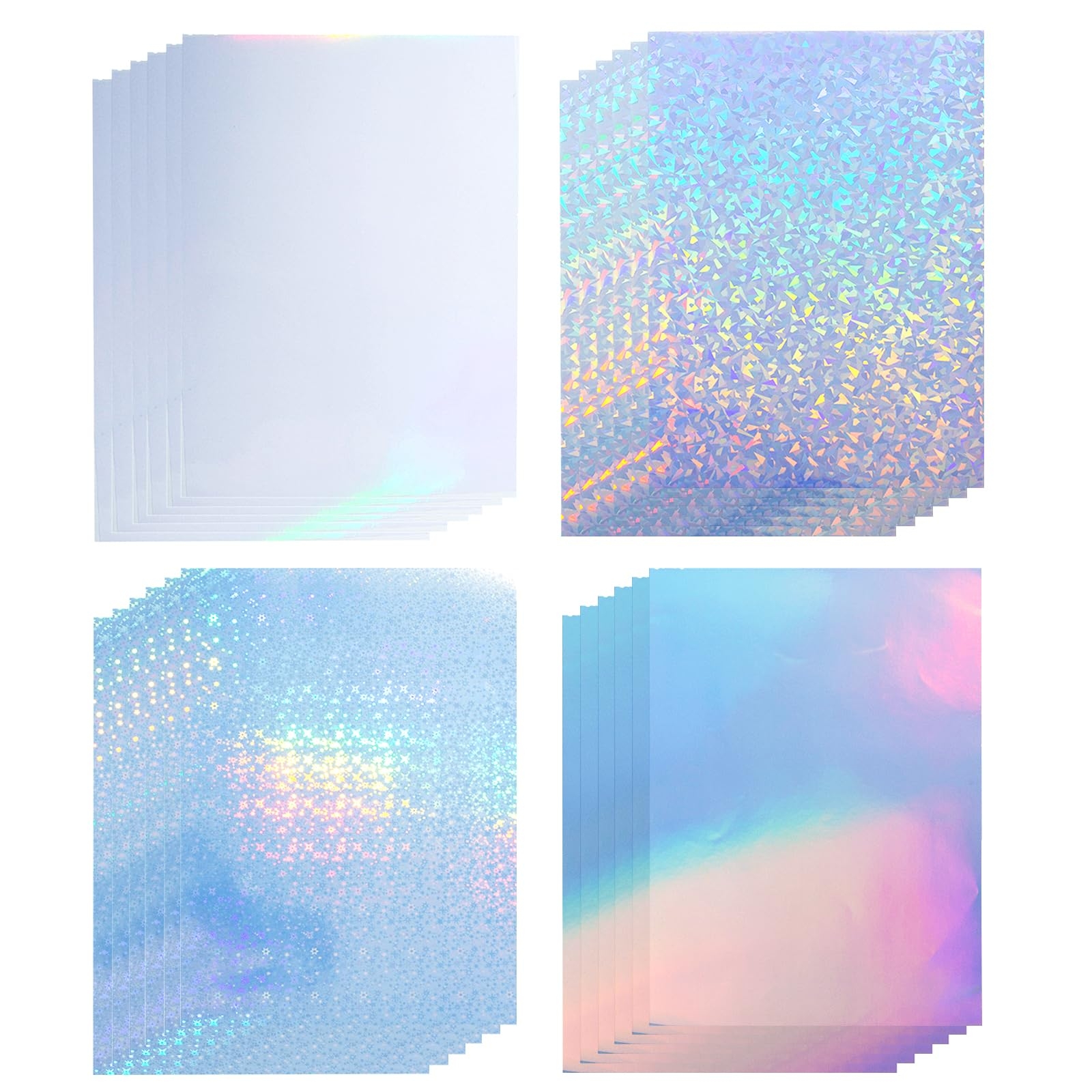 Amazon Nihuecne 24 Sheets Vinyl Printable Sticker Paper A4 Size 8 25 X 11 7 Holographic Glossy Sticker Paper Self Adhesive Waterproof Dries Quickly For Inkjet Laser Printer Office Products
