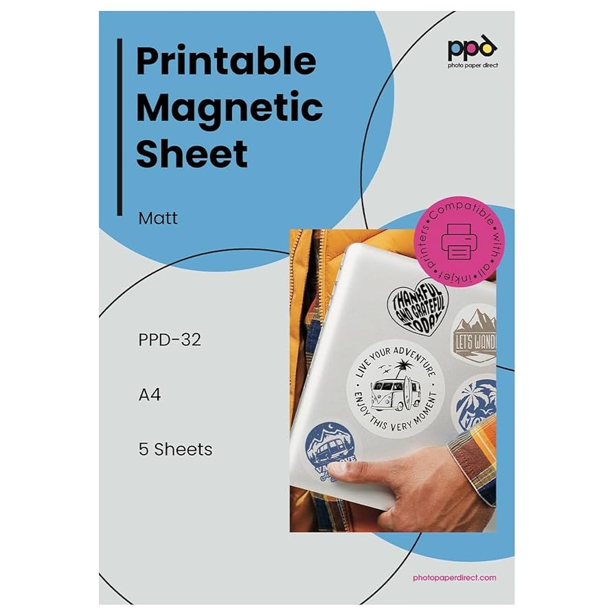 Amazon PPD Printable Magnetic Sheets For Inkjet Printer 5 Pack Matte Magnet Paper For Photo And Picture Magnets Thick Flexible Custom Size Non Adhesive Sticks To Metal And Refrigerator 8 5 X 11