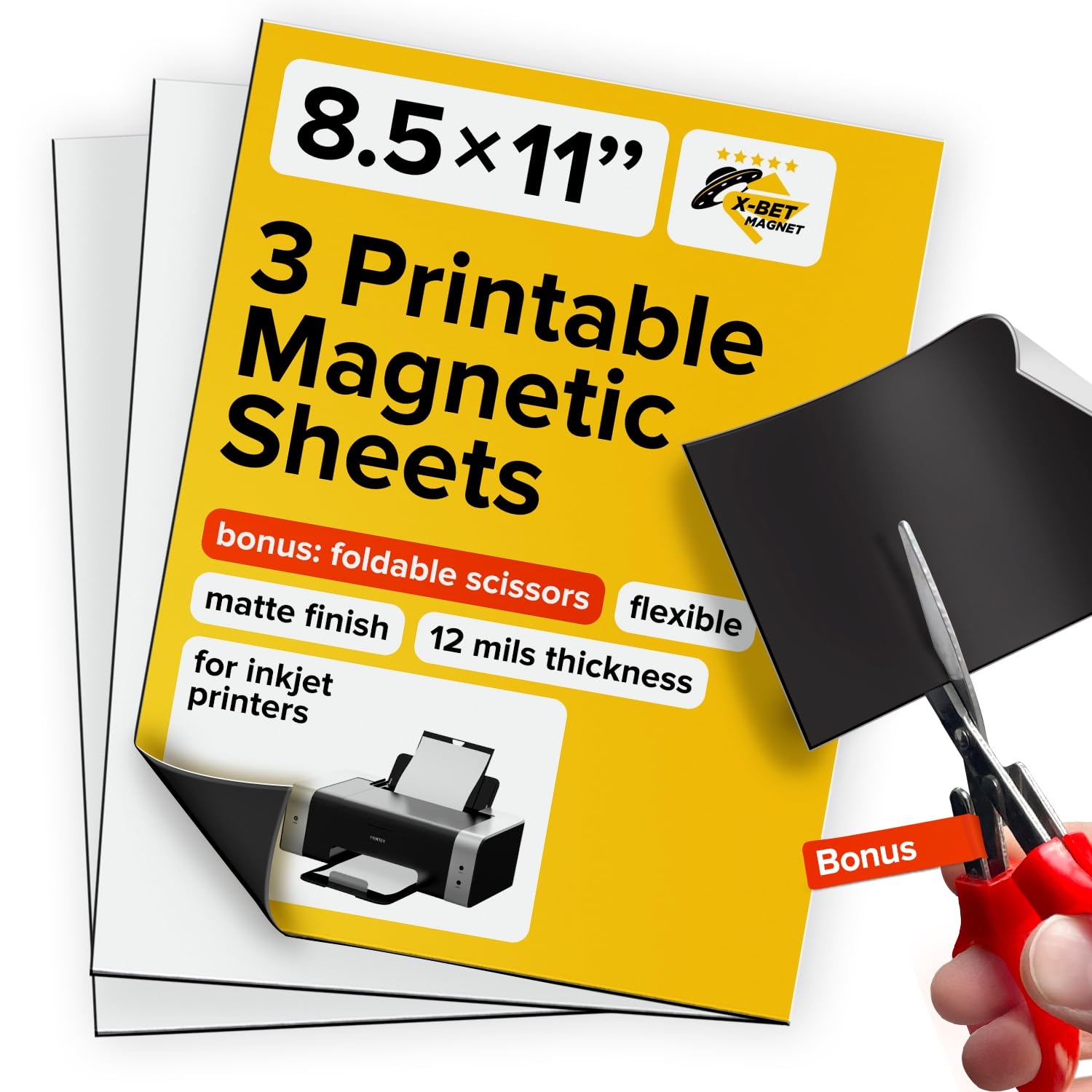 Amazon X bet MAGNET Inkjet Optimized Printable Magnetic Sheets 8 5x11 Magnet Paper For DIY Stickers Decorations Labels Easy To Print Cut Create Your Own Magnets Matte 3pcs Arts Crafts 