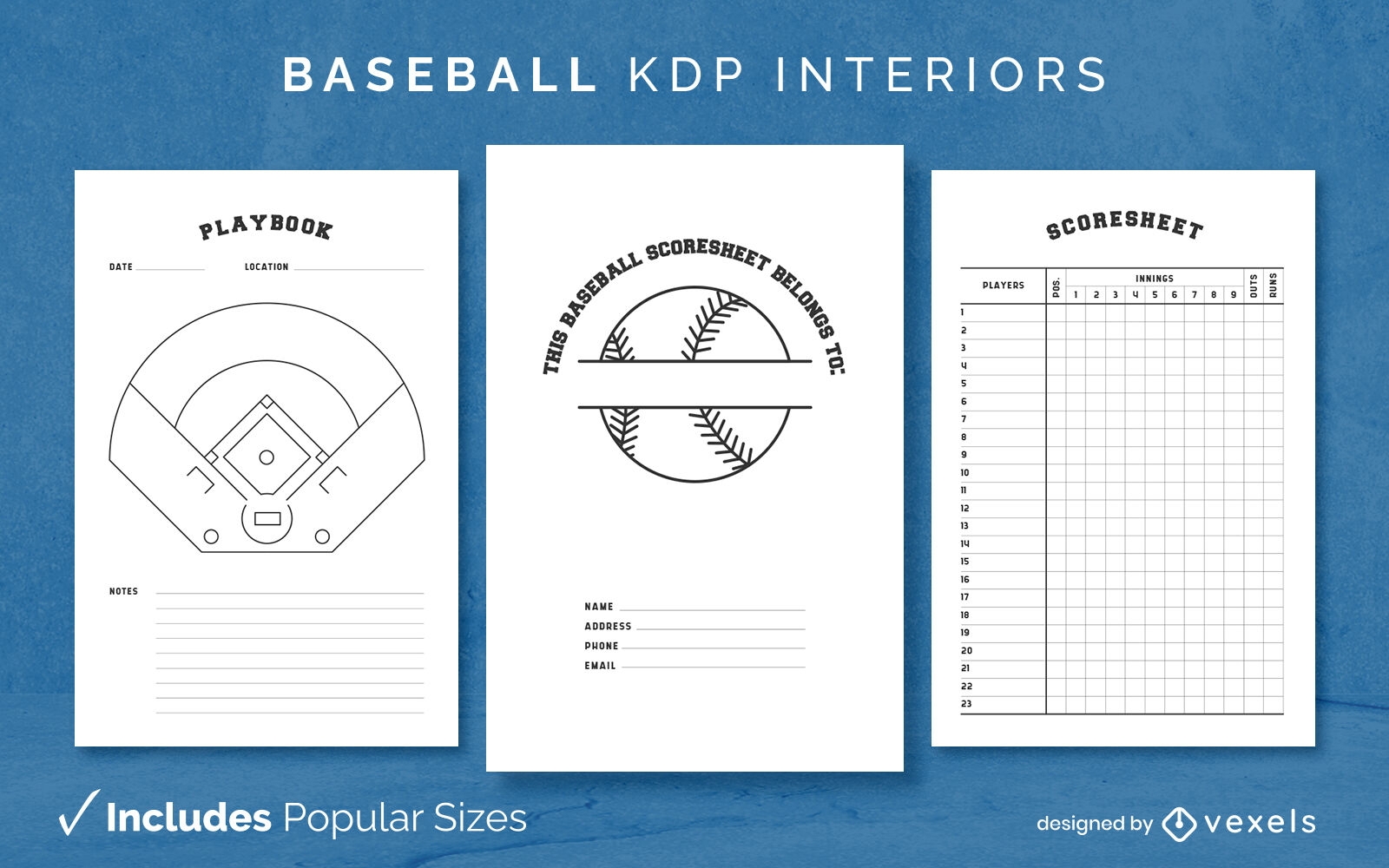 Baseball Diary Template KDP Interior Design Vector Download