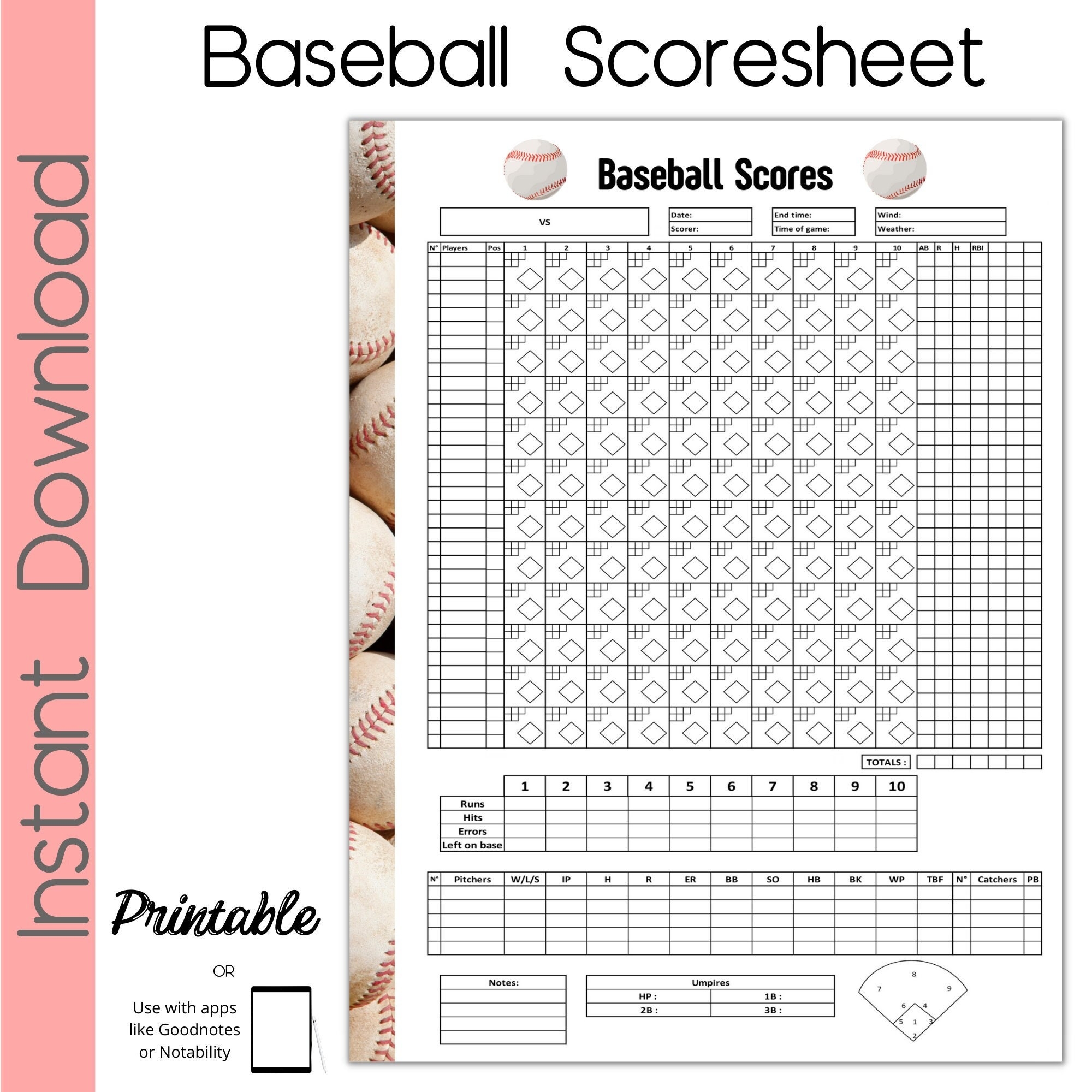 softball scoring sheet printable