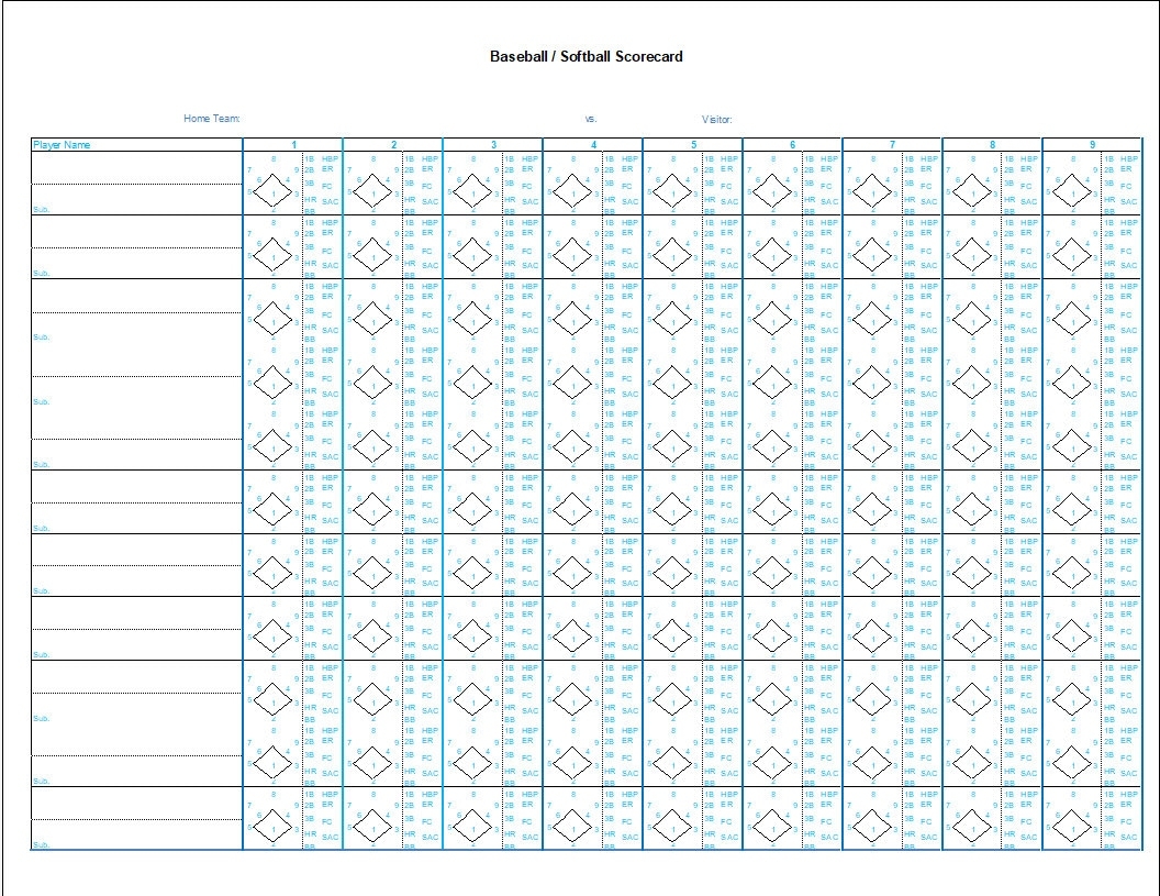Baseball Softball Scorecard Etsy