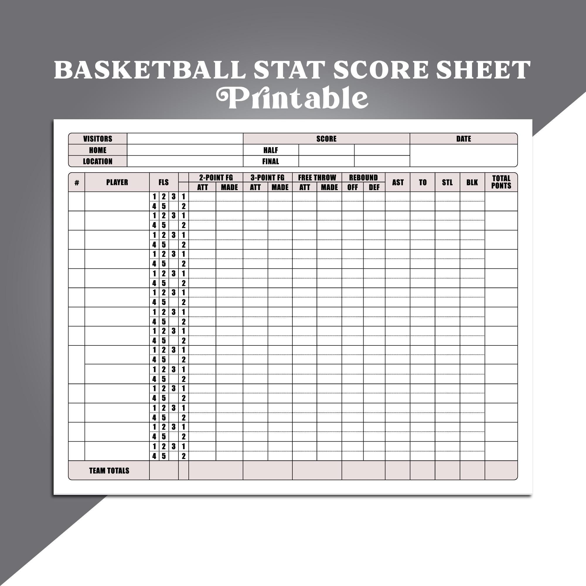 printable basketball stat sheet