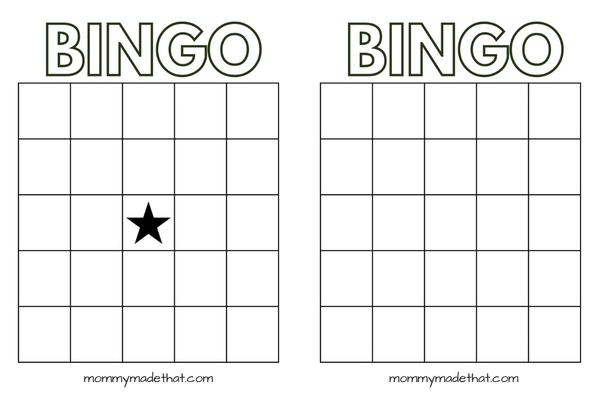 blank bingo template printable