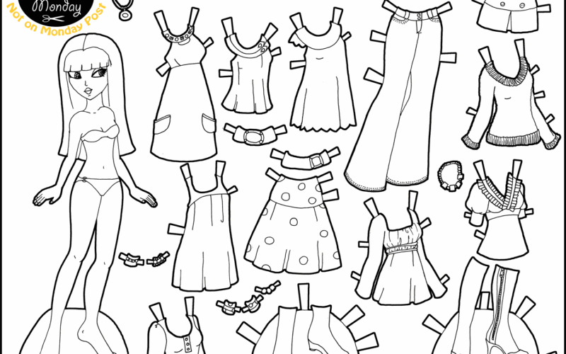 Black And White Printable Paper Doll Modern Girl