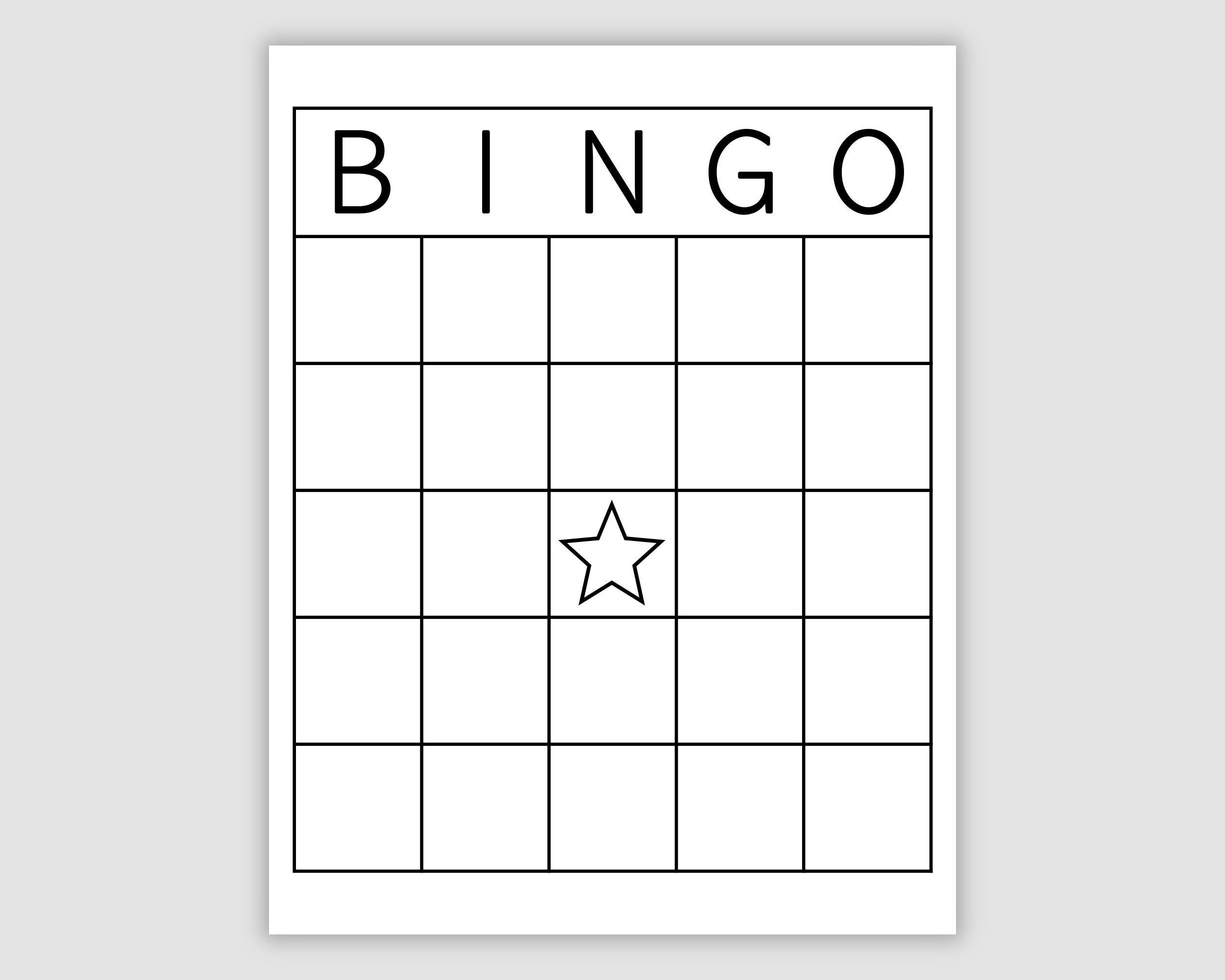 blank bingo card template printable