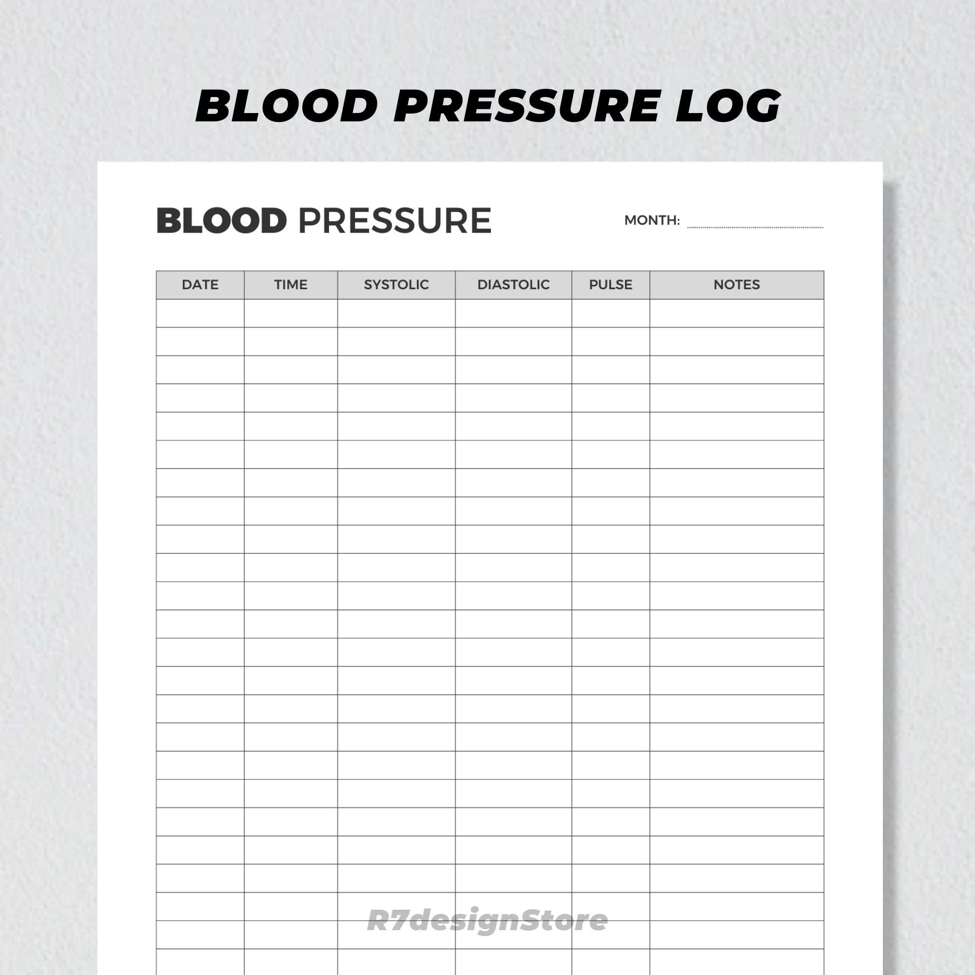 printable blood pressure log sheet