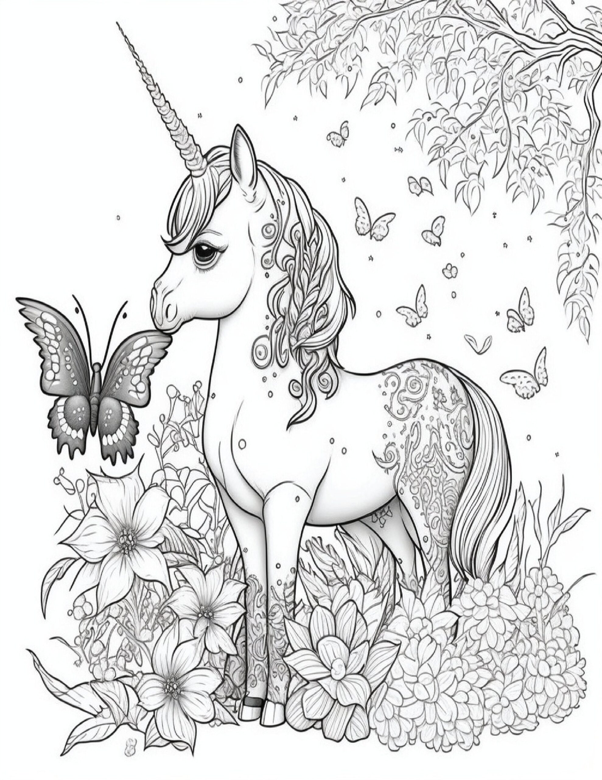 Book2 25 Unicorn Coloring Pages Printable Unicorn Coloring For Kids And Adults Digital Download Not A Physical Product Etsy