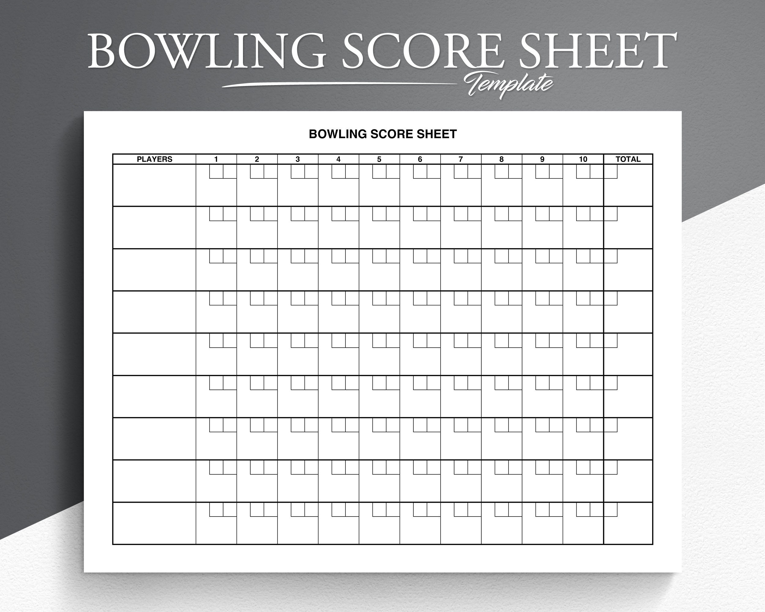 Bowling Score Sheet Printable Bowling Score Pad Bowling Score Card Etsy