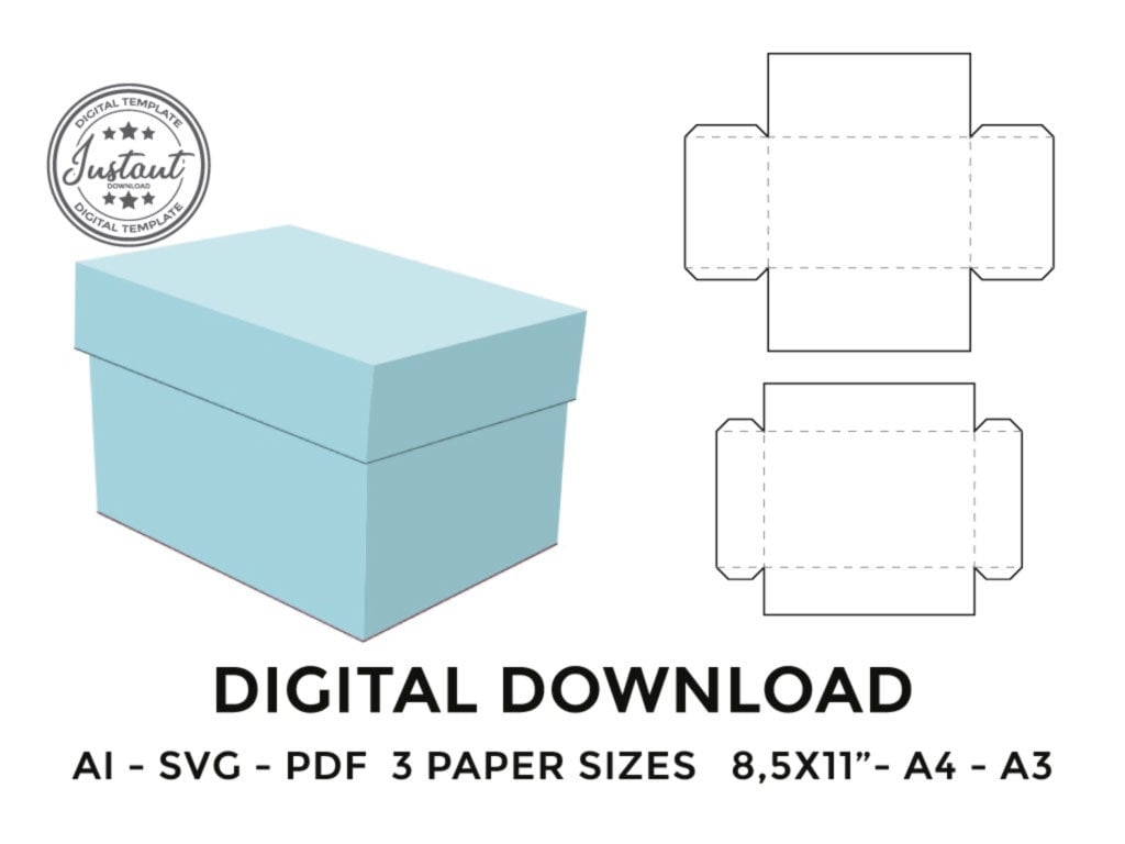 Box With Lid Template Rectangular Box With Lid Gift Box With Lid Storage Box With Lid SVG PDF Cricut Silhouette 8 5x11 A4 A3 Etsy Israel