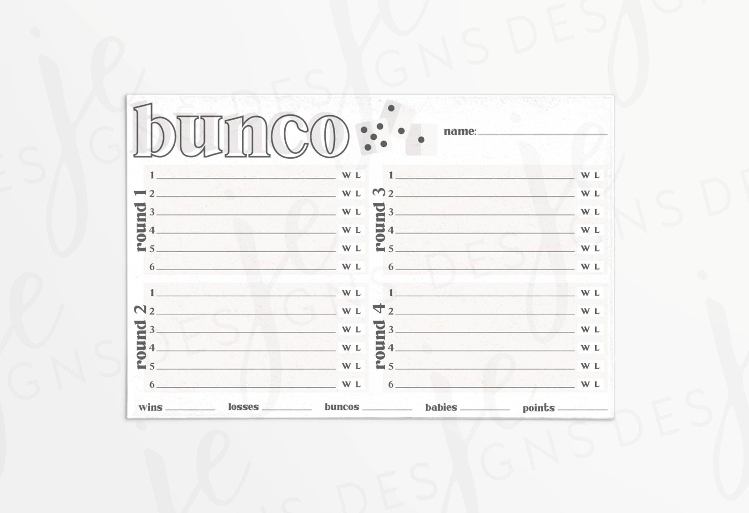 printable score sheets for bunco