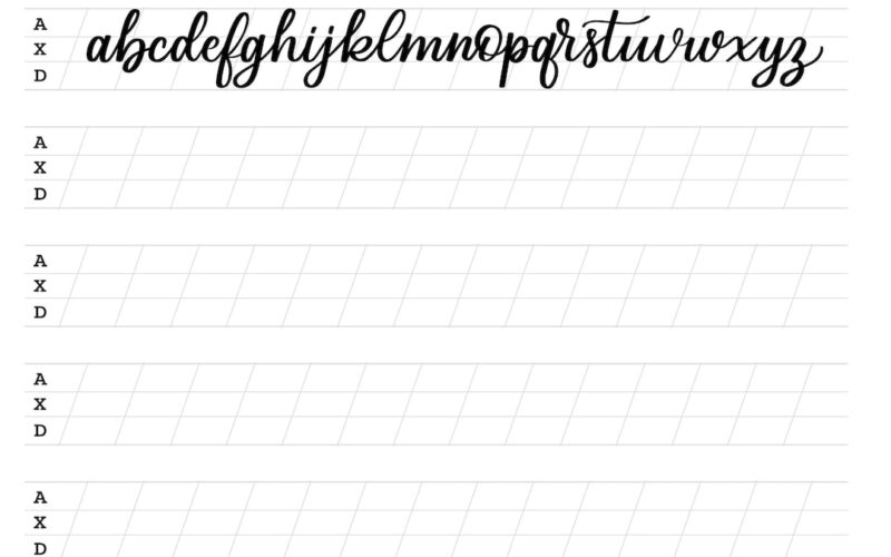 Calligraphy Practice Sheets Lowercase Alphabet Lettering Digital Download Printable Etsy