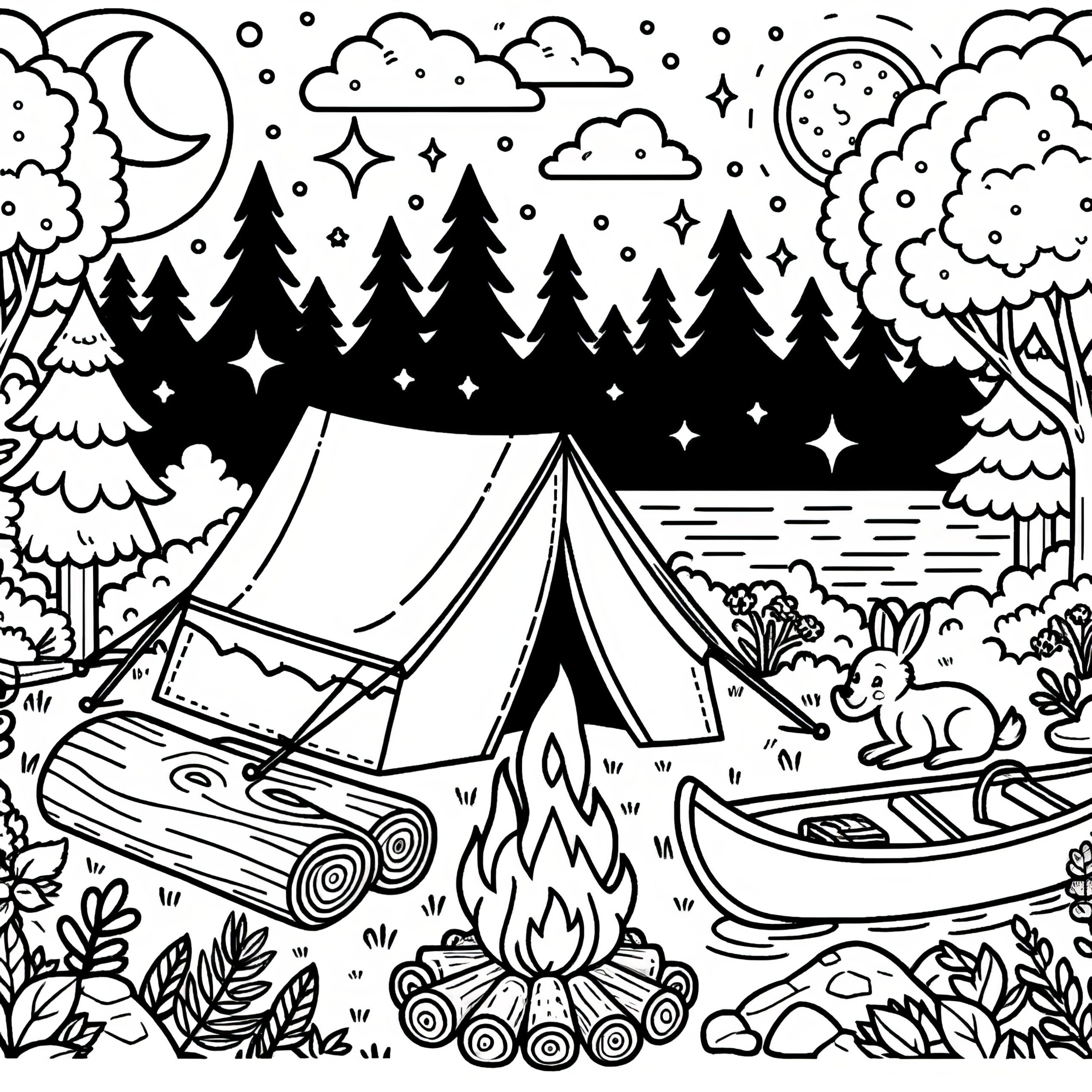 camping coloring sheets printable