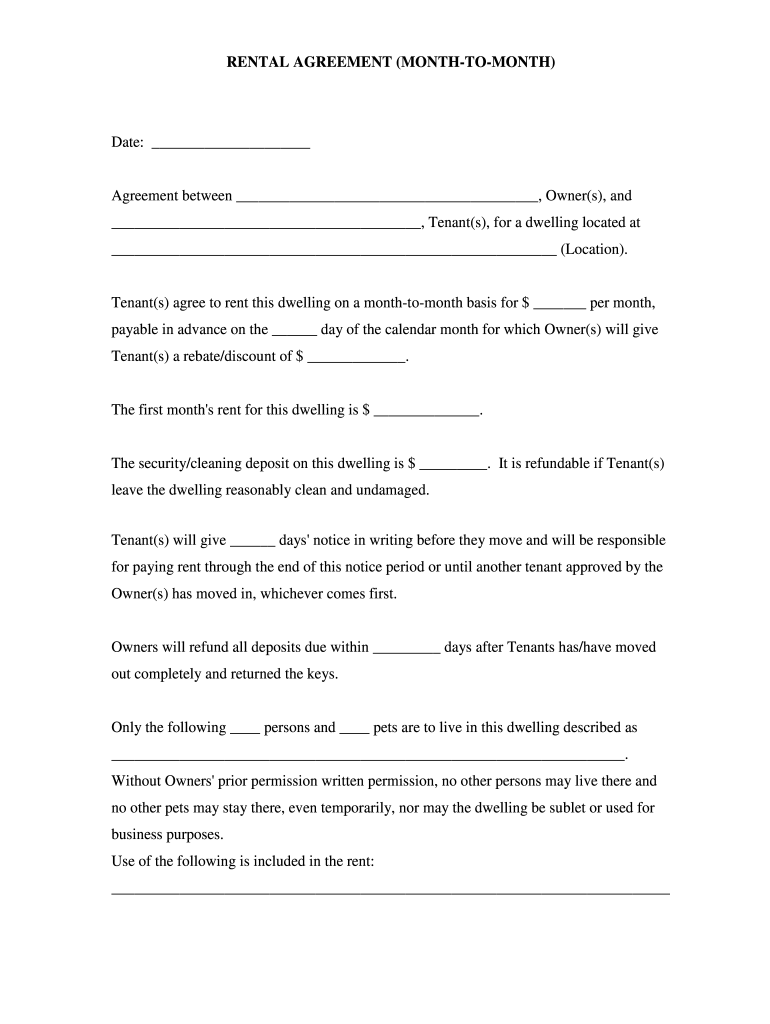 Carroll Rental Agreement Form Fill Online Printable Fillable Blank PdfFiller