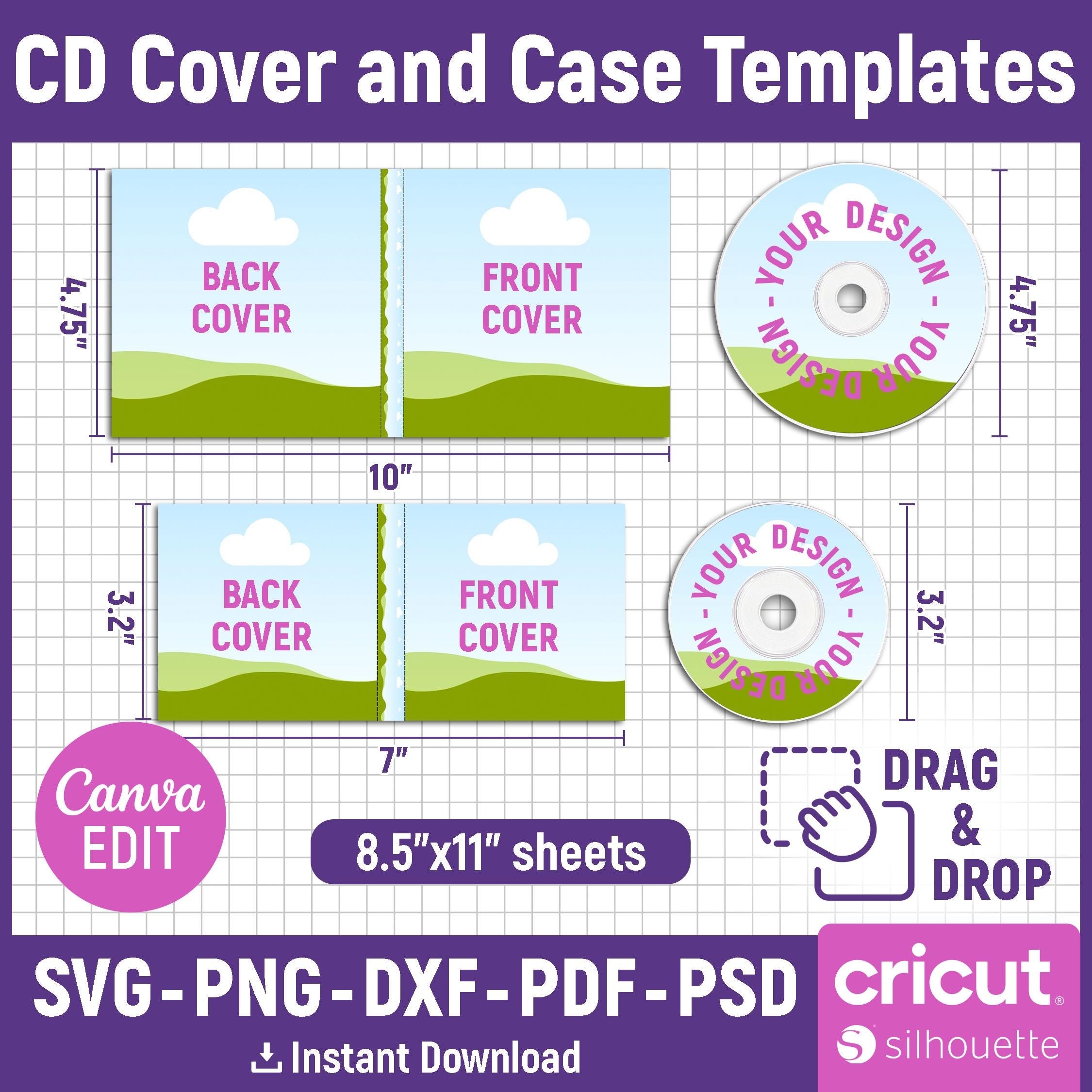 CD Cover Case Template Cd Case Insert Template Cd Jewel Case Template Cd Cover Insert Custom Cd Cover Case Printable Canva Editable Etsy