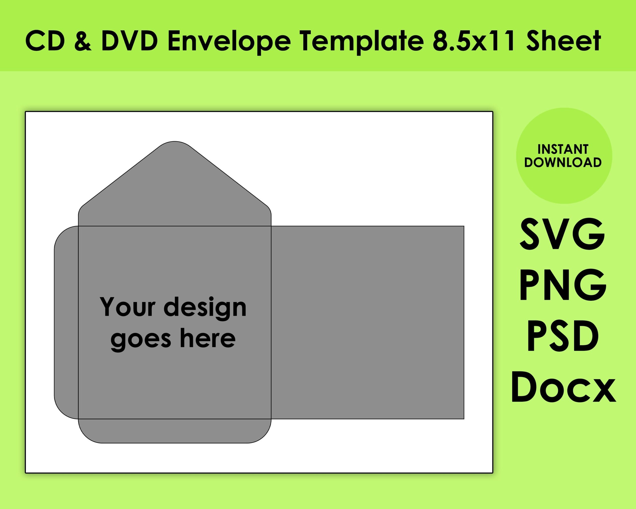 CD DVD Envelope Template 8 5x11 Sheet SVG Png Psd And Docx Etsy